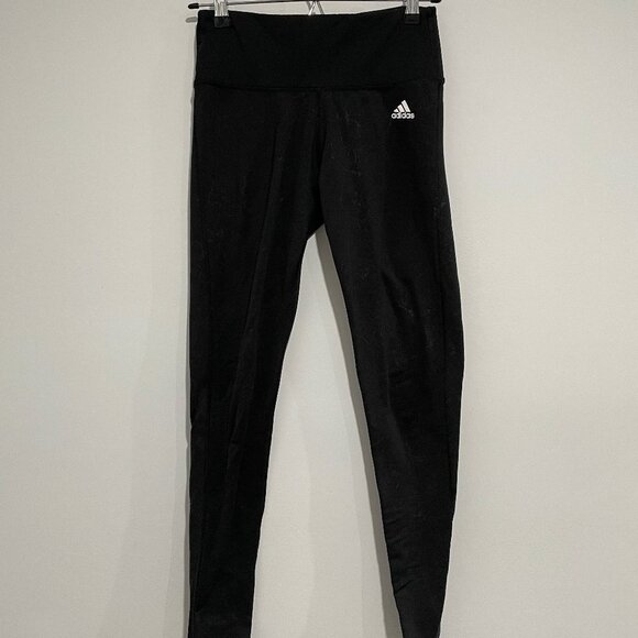 Adidas Black Print Full Length Tights Size S - Picture 1 of 6